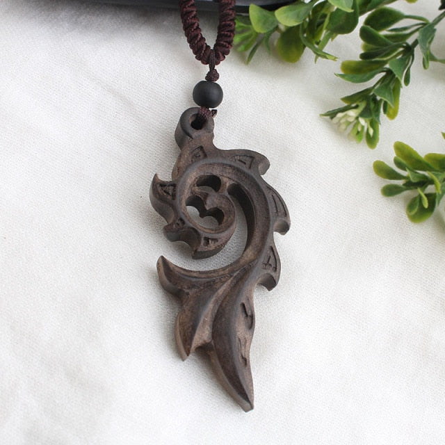 Ethnic Wood Pendant Necklace