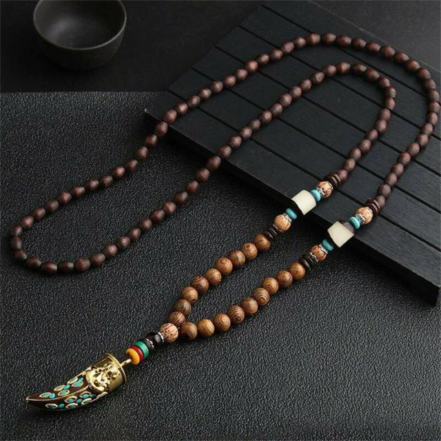 Ethnic Wood Bead Necklace