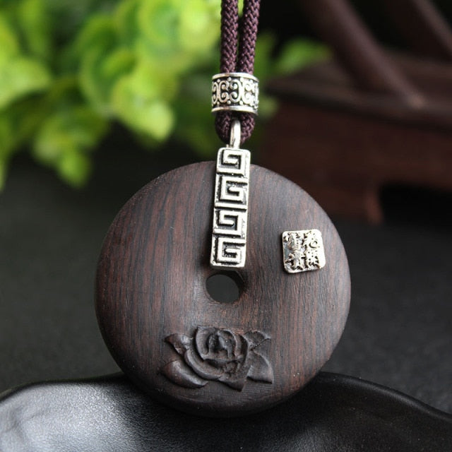 Ethnic Natural Ebony Wooden Necklace